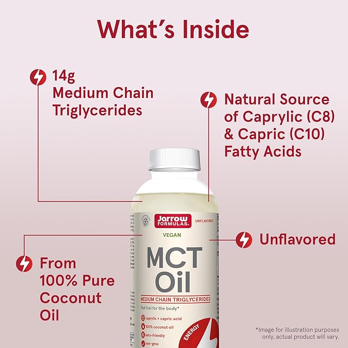 Jarrow Formulas MCT Oil, Dietary Supplement, Ketogenic Diet Support for Quick Energy, 20 fl oz Liquid Oil, 39 Day Supply