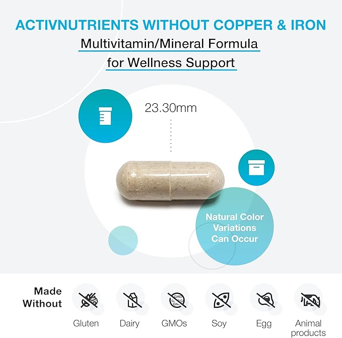 Xymogen ActivNutrients® Without Copper & Iron 120 Capsules Multivitamin/Mineral Formula for Wellness Support*