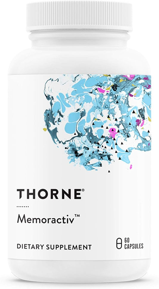 THORNE Memoractiv - Nootropic Brain Supplement for Focus, Creativity, and Concentration - Ashwagandha, Ginkgo, Lutemax, Bacopa, Pterostilbene - Gluten-Free, Dairy-Free* - 60 Capsules - 30 Servings