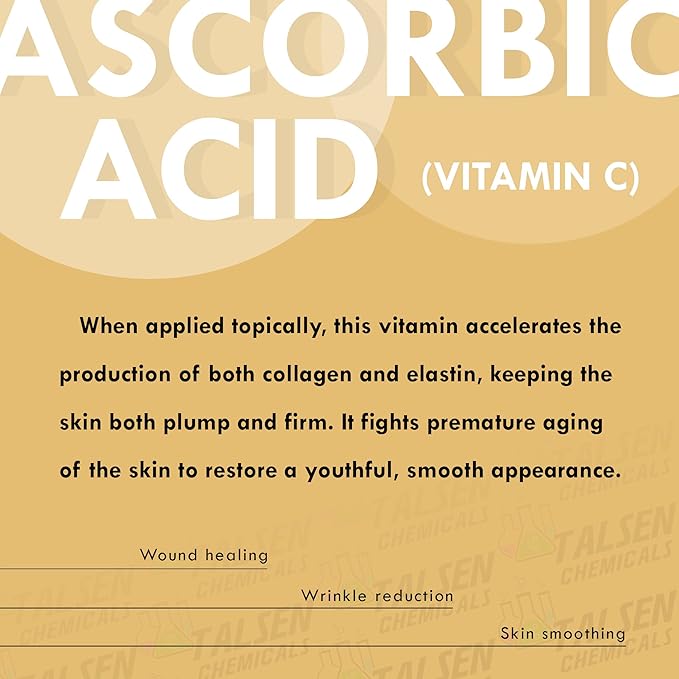 Pure Vitamin C Powder Organic (4 Oz / 113 g) Ascorbic Acid Powder Powerful Antioxidant for Skin DIY Skin Care