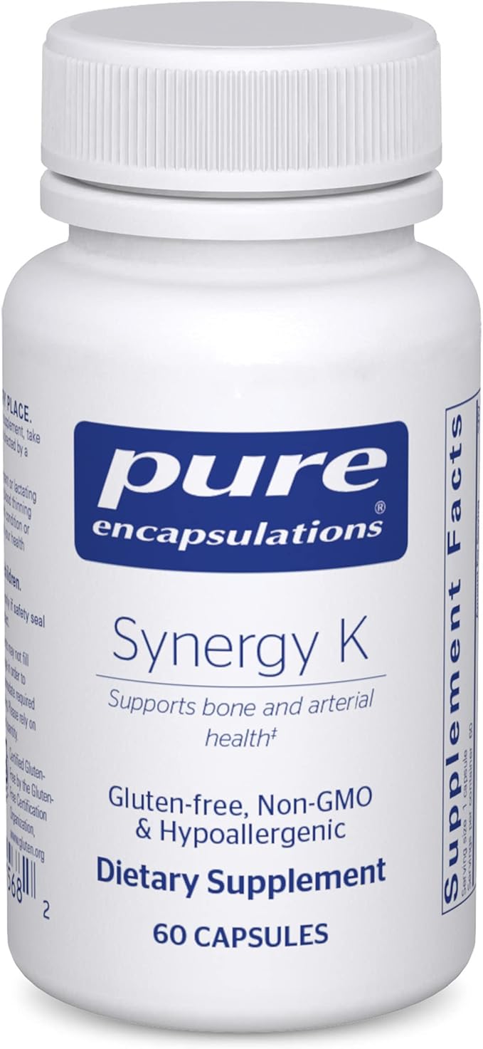 Pure Encapsulations Synergy K - with Vitamin K1, K2 & D3 - Supports Bones, Blood Vessels, Vascular Elasticity & Calcium Utilization* - Includes Cholecalciferol - Gluten Free & Non-GMO - 60 Capsules