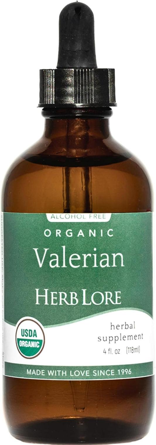 Herb Lore Valerian Root Tincture - Organic Liquid Extract Drops - Natural Herbal Sleep Aid for Kids & Adults - Alcohol Free (4 fl oz)