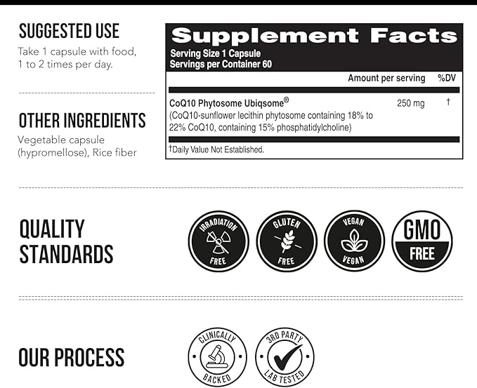 SoActive CoQ10® 250 mg: CoQ10 Phytosome with up to 9X Higher Absorption - Proven Cellular Delivery - Supports Cellular Energy Production (60 Capsules)