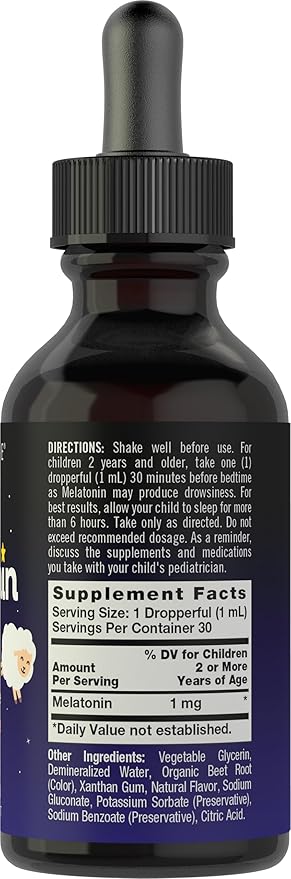 Carlyle Kids Melatonin Liquid | 1 fl oz | Two Pack | Fruit Flavor | Drug Free Childrens Supplement
