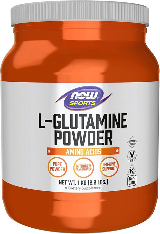 NOW Foods Sports Nutrition, L-Glutamine Pure Powder, Nitrogen Transporter*, Amino Acid, 35.3-Ounce