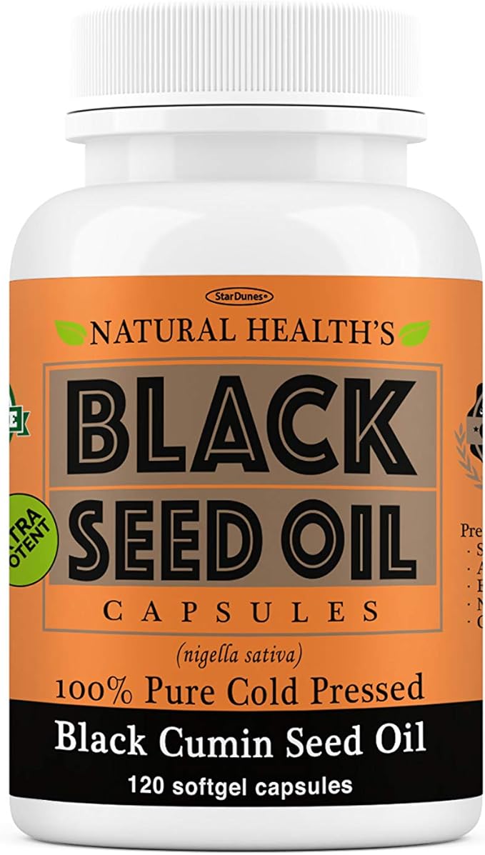 Pure Black Seed Oil Capsules 1000mg per serving - 120 Capsules - Cold Pressed and Non GMO