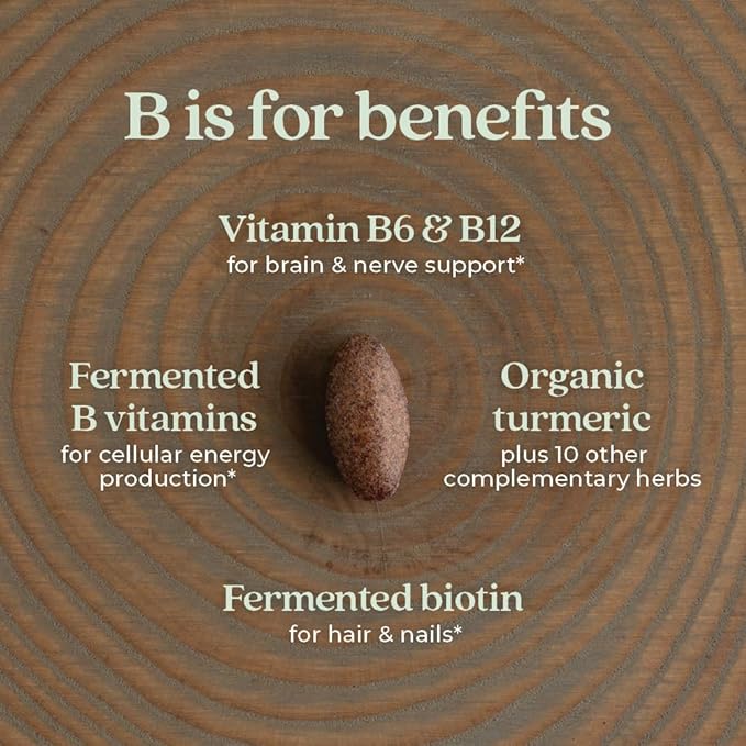 New Chapter Vitamin B Complex – Fermented Coenzyme B Complex Rich in Vitamin B12 + Vitamin B6 + Biotin + Made with Organic Ingredients - 60 ct