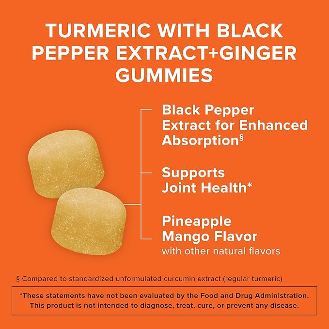 Qunol Turmeric and Ginger with Black Pepper Gummies, 90 Count