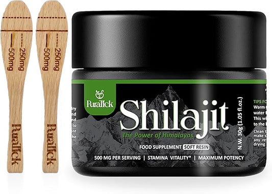 Shilajit Resin Organic 30g | 500mg A+ Grade Pure Himalayan Shilajit Supplement Contains Fulvic Acid & 85+ Trace Minerals | 100% Pure Natural Blend for Boost Energy, Immunity, Brain Power - 30 Grams