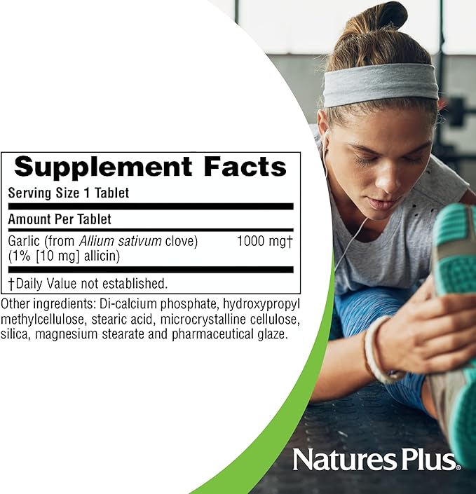 Natures Plus Ultra Garlite 1000 mg - 90 Tablets - Reduced-Odor Garlic - Nutritional Support for Free-Radical Defense & Immune Health - Sustained Release - 90 Servings