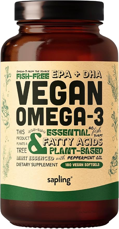 Vegan Omega 3 180 Softgels & Vegan Vitamin D3 + K2 Supplement Bundle - Plant-Based DHA & EPA Fatty Acids, 4000 IU Vitamin D3 and 100mcg Vitamin K2 as Mk7 - Tapioca Softgels