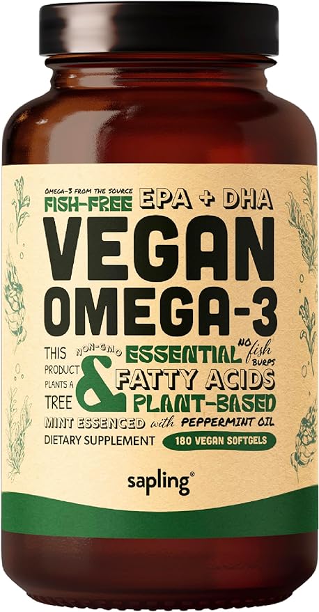 Vegan Omega 3 180 Softgels & Vegan D3 + K2 & Vitamin B Complex Bundle - Plant Based DHA & EPA Fatty Acids, 4000 IU Vitamin D3 and 100mcg Vitamin K2, Essential B Vitamins