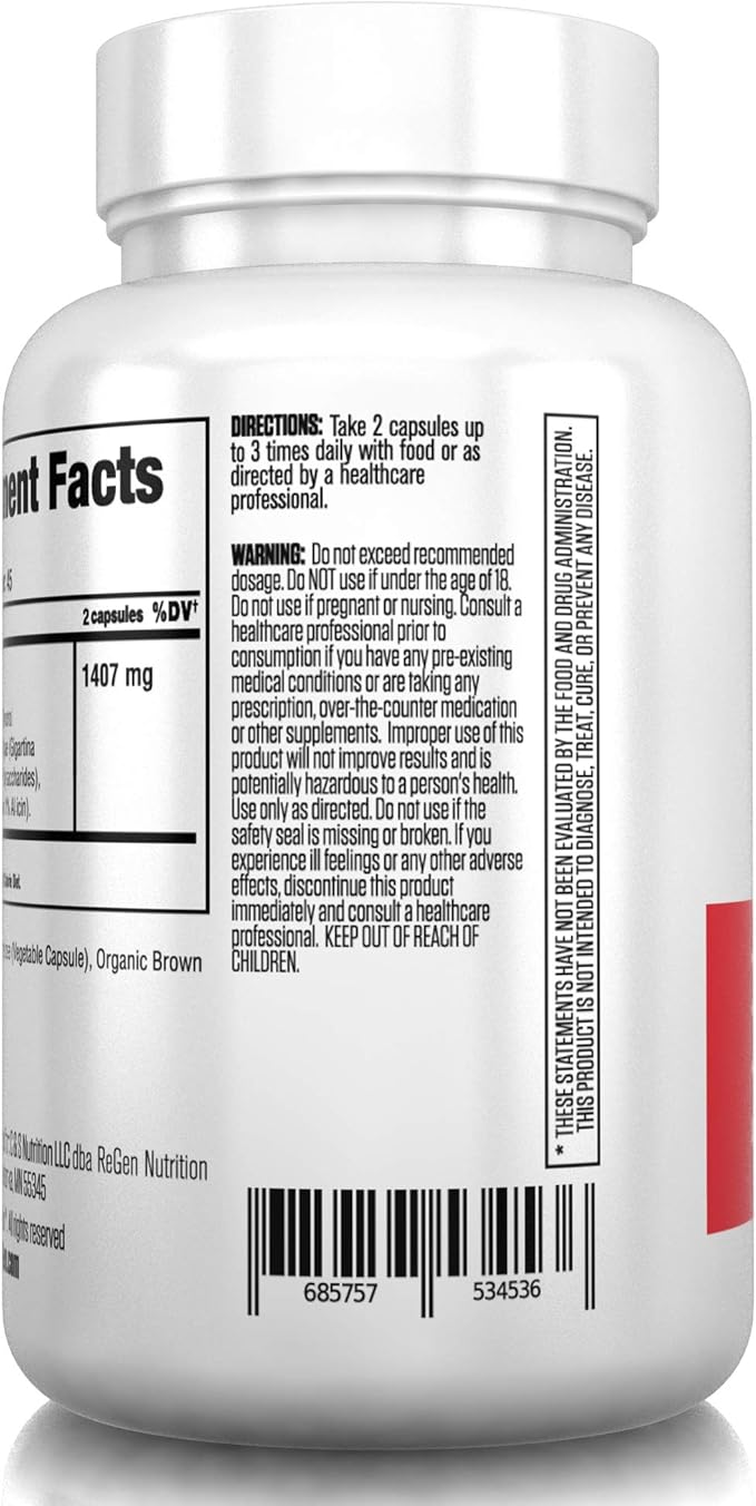 Re+Gen Nutrition Lysine Rescue, Amino Acid Supplement for Stronger Immune Health & Collagen Synthesis in Women & Men, Promotes Lips & Skin Health, Natural, Pure L-lysine, 90 Capsules, 45 Day Supply