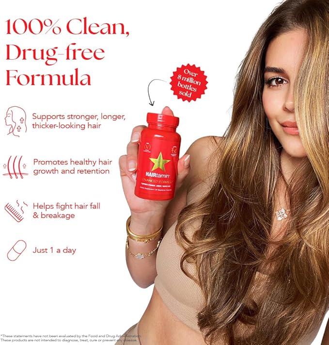 HAIRtamin Advanced Hair & Scalp Serum Pack | All-Natural Vegan Biotin Capsules & Serum Sample for Hair, Skin & Nail Growth