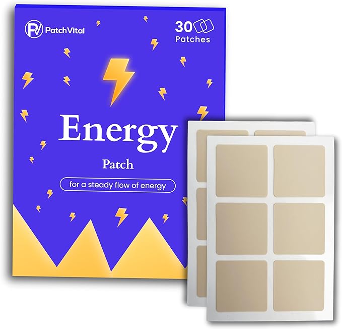 Vital Energy Patches (30 Count) - Vitamin B12 Awake Patch Water-Resistant Plant-Based B3 B5 Vitamins & Mineral Energy Solution for Focus & Stamina - Easy to Use Long-Lasting Sugar-Free Caffeine-Free