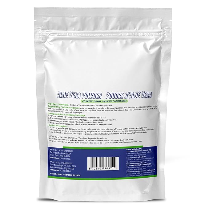 Aloe Vera Powder Organic Use for Skin & Hair Care - 230 grams(8.01 Oz)