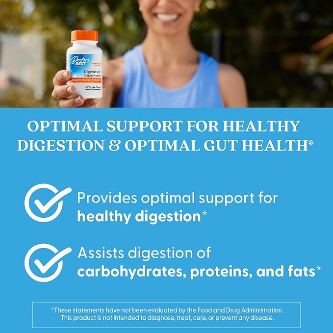 Doctors Best Digestive Enzymes, Supports Digestive Wellness, Non-GMO, Vegetarian 90 Veggie Caps