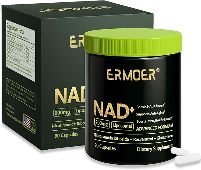 NAD+ Supplement, NAD Nicotinamide Riboside Resveratrol 900mg, Liposomal NAD for Women & Men, NMN Supplement Alternative for Anti-Aging, Energy Booster - 2 Bottle