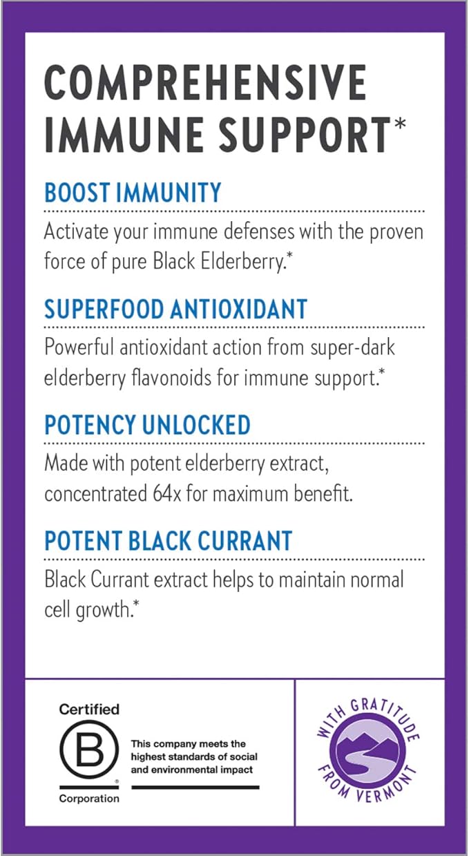 New Chapter Vegan Elderberry Capsules with 64x Concentrated Black Elderberry + Black Currant for Comprehensive Immune Support, Non-GMO Project Verified, Gluten Free, Certified Vegan, 30 Count