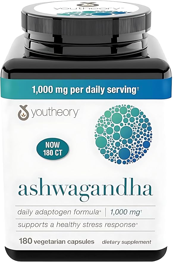 Ashwagandha Supplement Organic KSM-66 Ashwagandha Vegetarian Supplement 180 Capsules, 1000mg per Daily Serving, Help Support Healthy Stress Management Response, Clear