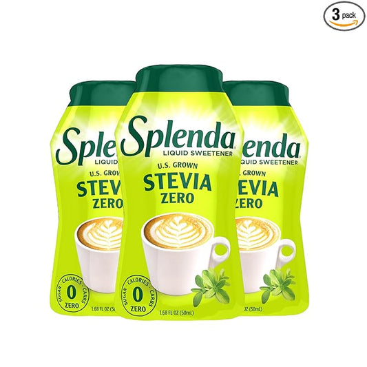 SPLENDA Stevia Liquid Zero Calorie Sweetener Drops, 1.68 Fl Oz Bottle (Pack of 3) (Packaging May Vary)