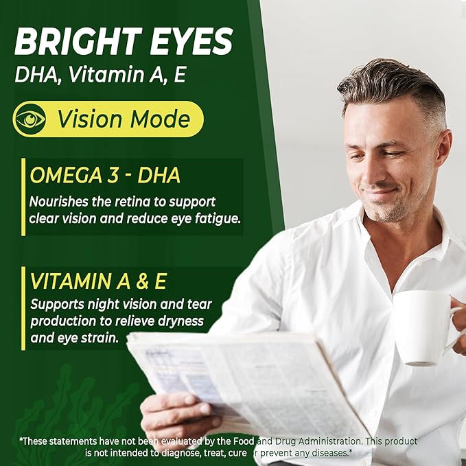 Vegan Omega 3 Supplement Gummies 1000mg for Women & Men, Omega 3 Fish Oil Alternative w/CoQ10, Astaxanthin, Vitamin A, E, D3 for Brain, Eye, Antioxidant - Algae DHA 640mg & EPA 290mg, Sugar Free 1Pack