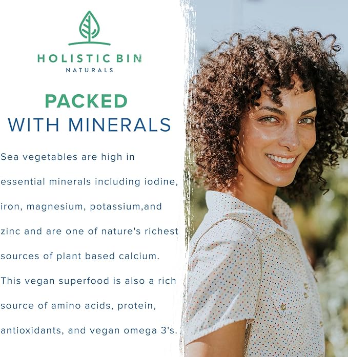 Holistic Bin Organic Sea Moss Capsules 100% Pure Caribbean Sea Moss + Dulse Seaweed | Wild Harvested | No Fillers | Rich in Antioxidants, Minerals, and Iodine (40 Capsules)