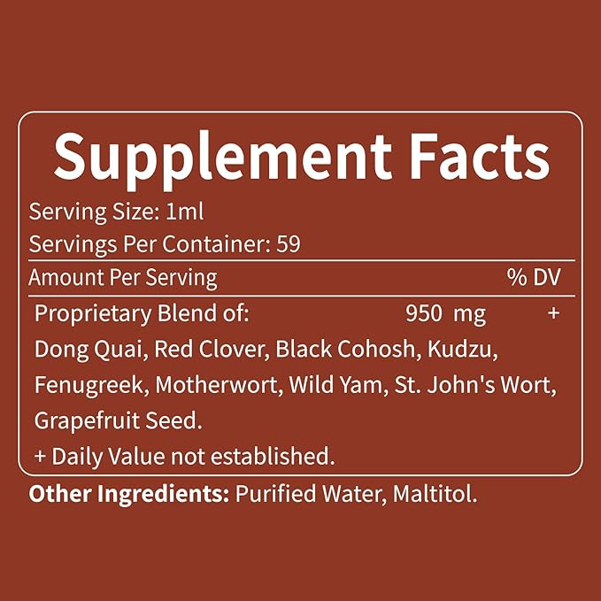 Dong Quai Liquid Supplement for Women, Angelica Sinensis Root Extract Tincture Support Menopause & PMS Relief, Hot Flashes, Herbal Blend Drops with Red Clover Fenugreek. 2oz