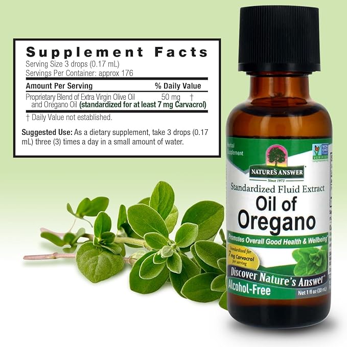Nature's Answer Oil of Oregano Leaf | Supports Healthy Intestinal & Digestive Function | Promotes Overall Good Health and Wellness | Gluten-Free, Alcohol-Free & No Preservatives 1oz