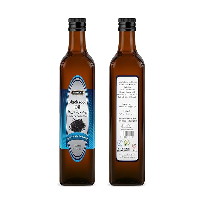 Hemani Black Seed Oil Cold Pressed 16.91 Oz I 500ML I 100% Natural I Solvent Free I AKA Nigella Sativa I Kalonji I Black cumin seed Oil