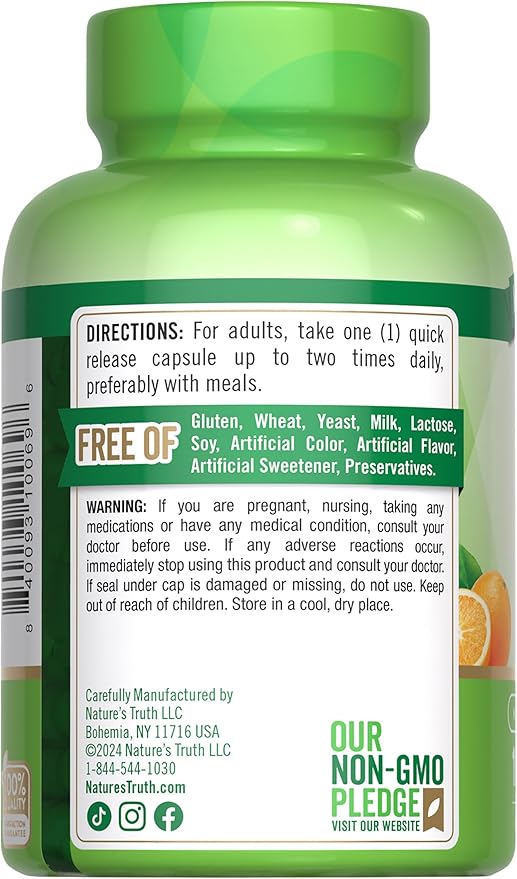 Nature's Truth Vitamin C 1000mg | 100 Capsules | with Wild Rose Hips & Bioflavonoids | Non-GMO & Gluten Free Supplement