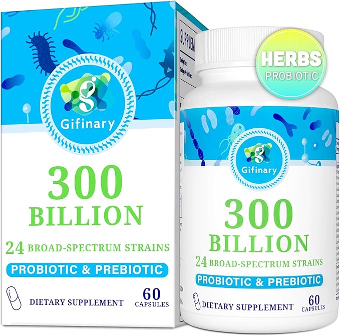 Probiotics for Women & Men - 300 Billion CFU, 24 Strains Probiotics + 15 Organic Herbs Prebiotics for Digestive, Gut Health, Immune, Constipation, Diarrhea & Whole-Body Health - 2 Months Supply