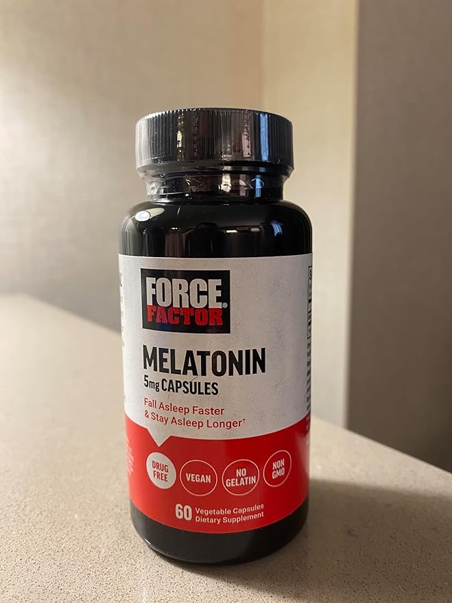 Force Factor Melatonin 5mg, Drug-Free Supplement, Vegan, Non-GMO, 60 Vegetable Capsules (Pack of 2)