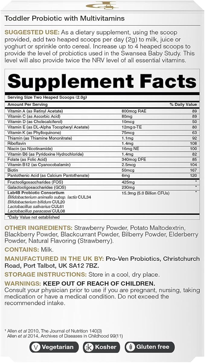 Probiotics for Toddlers | Lactobacillus & Bifidus | A-Z Multivitamins & Prebiotics | Supports Immune & Gut Health | Berry Flavor | 30-Day Supply