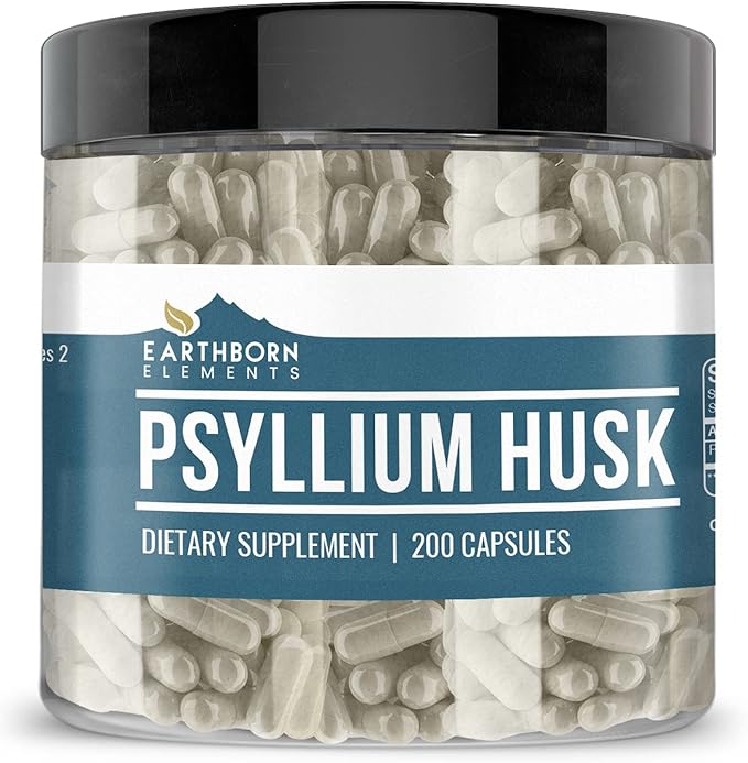 Earthborn Elements Psyllium Husk and Yacon Root Bundle, 200 Capsules, Pure & Undiluted, No Additives