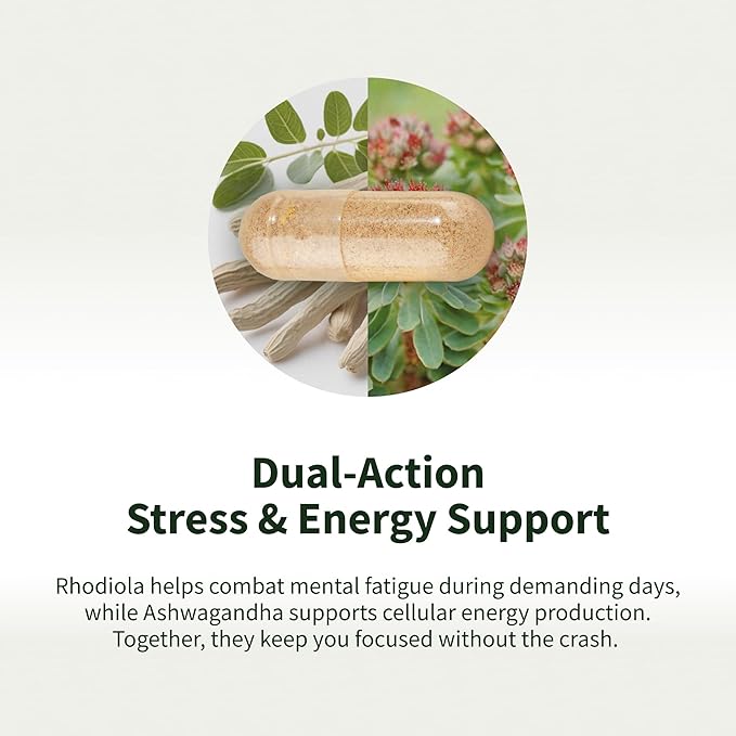 Metabolism and Natural Energy Supplements for Fatigue, Stress Relief, Energy Booster & Better Mood, Energy Pills for Women & Men, Ginger, Turmeric, Rhodiola Rosea, 60 Capsules