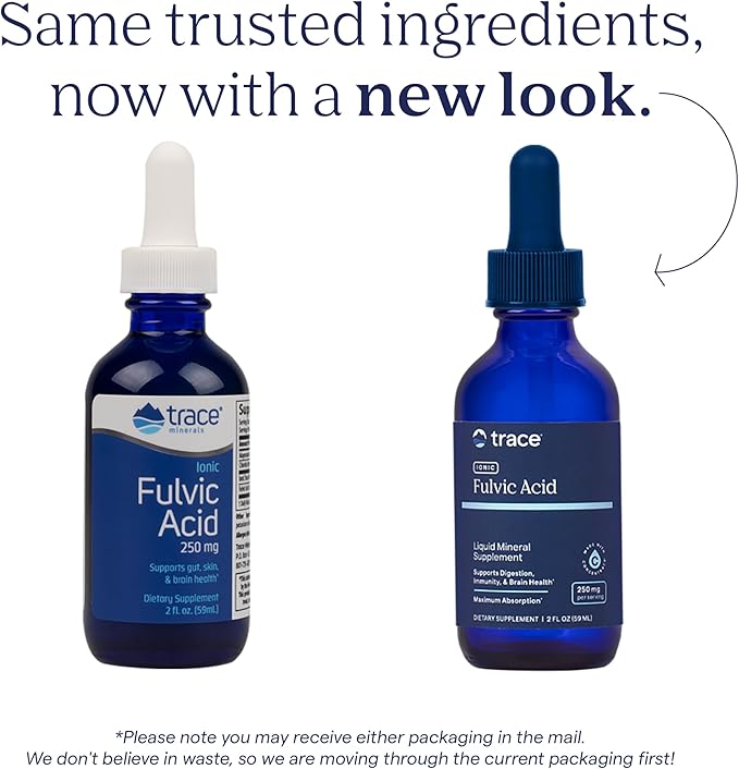 Trace Minerals Ionic Fulvic Acid 250mg - Essential Mineral Supplement to Support Hydration & Energy Production - Aids Muscle Endurance - Liquid Supplement for Healthy Digestion - 2 fl oz (59 Servings)