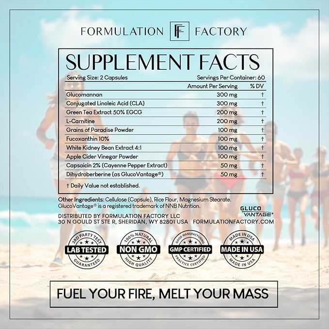 Melt Mode 10-in-1 Wellness Supplement with Green Tea Extract, L-Carnitine, CLA, Glucomannan & More (120 Capsules - 2 Month Supply)