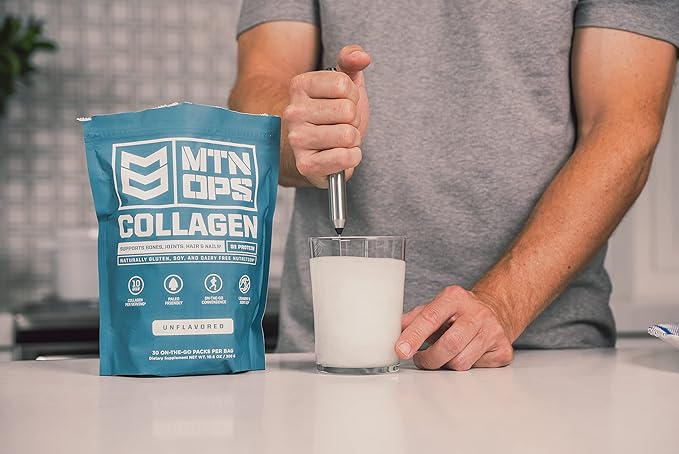 MTN OPS Collagen Protein Powder On-The-Go Packs, 30 Packs per Bag of Unflavored, Highly Digestible Protein with 9g of Protein per Serving
