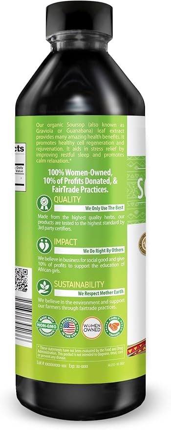 Herbal Goodness Soursop Graviola Leaf Extract 15X Strength – Organic Soursop Bitters Liquid Drop for Cell Support, Regeneration, Relax, Immune Boost, Stress Relief, Liver & Sleep Support, 12oz
