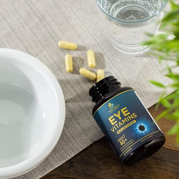 Eye Vitamins & Mineral Supplement - Contains Lutein, Zinc, Vitamins C, E & Zeaxanthin - Supports Eye Strain, Vision Macular Health & Dry Eyes for Seniors with Lycopene, Gluten Free - 60 Capsules