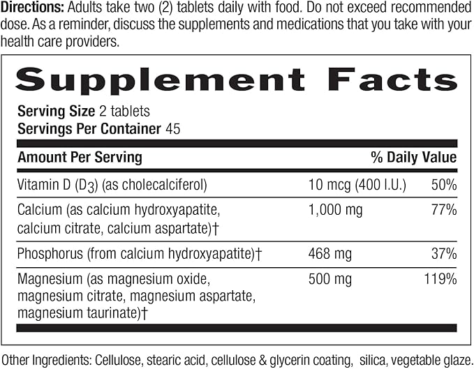 Country Life Target-Mins Calcium Magnesium with Vitamin D-Complex, 1000mg/500mg/10mcg, 90 Tablets, Certified Gluten Free, Certified Vegetarian