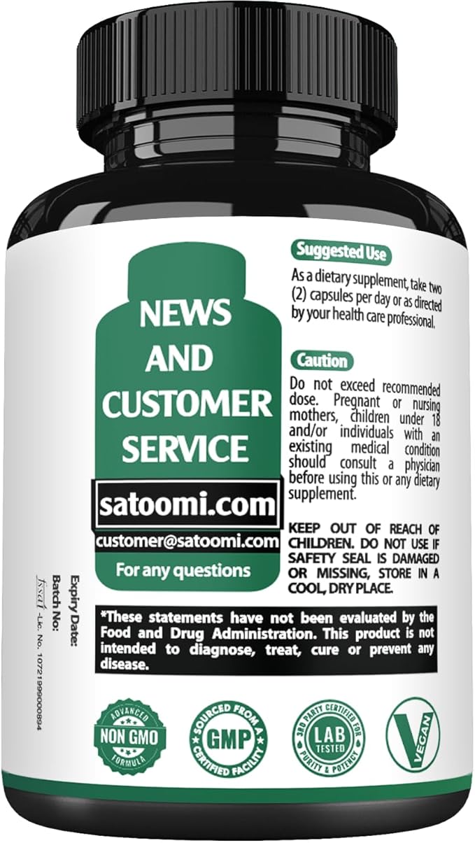 Satoomi 5 in 1 Wormwood Capsules Supplement - with Black Walnut Cloves Turmeric and Berberine HCl - 90 Capsules - Immune System & Digestion Health