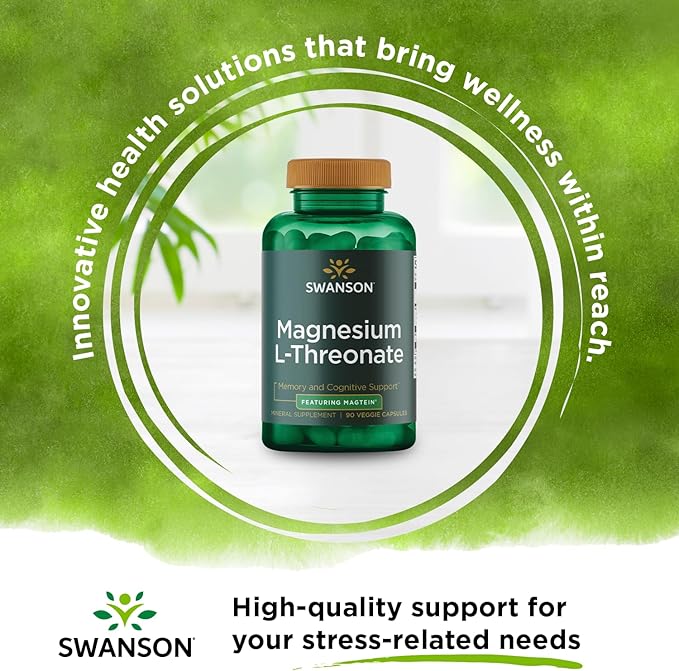 Swanson Magnesium L-Threonate - Mineral Supplement Promoting Nervous System Health - May Support Cognitive Health, Learning & Memory - (90 Veggie Capsules)