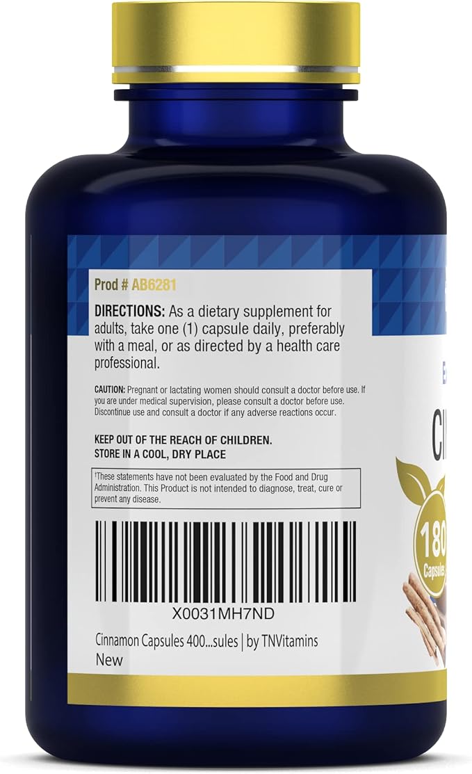 Cinnamon Capsules 4,000 mg Equivalent - 180 Capsules | Cassia & Ceylon Cinnamon Pills | Two Varieties! | Non-GMO! | Made in The USA!