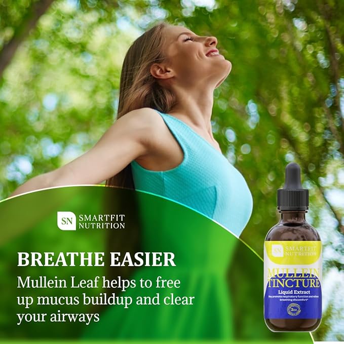 Mullein Leaf Extract - Mullein Drops - Lung Cleanse - Supplement for Respiratory System Support & Healthy Mucous Membranes - Verbascum Densiflorum - 2 oz