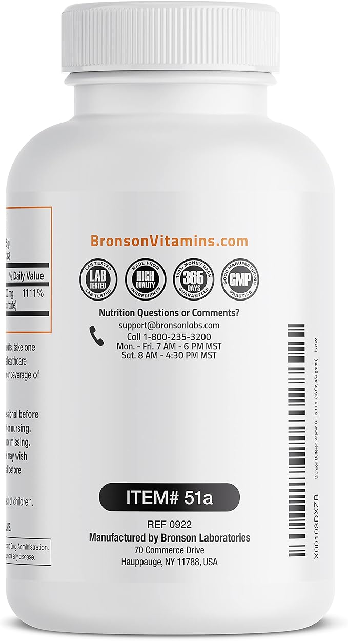 Buffered Vitamin C Powder Ascorbic Acid Buffered with Sodium Ascorbate Soluble Fine Crystals – Promotes Healthy Immune System and Cell Protection – Powerful Antioxidant - 1 Pound (16 Ounces)