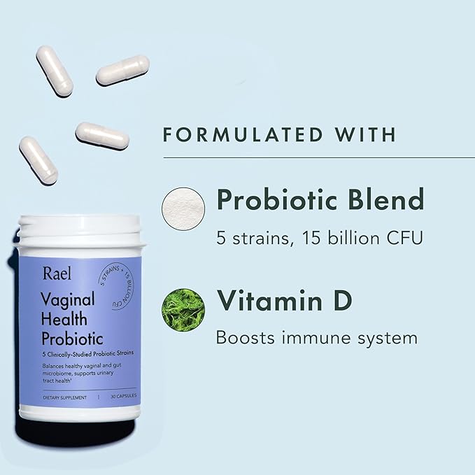 Rael Probiotics for Women - pH Balance Supplement with Prebiotics, Vaginal Immune Health, Yeast & Flora Support, Odor Control, Vegan (30 Servings)