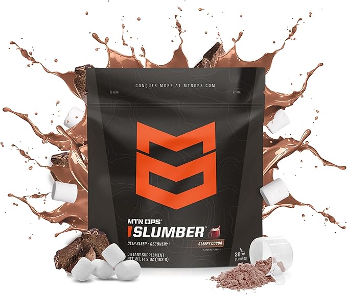 MTN OPS Slumber Sleep Aid for Muscle Recovery & Deep Sleep, Sleepy Cocoa Sleep Support Powder Drink Mix, 30 Servings