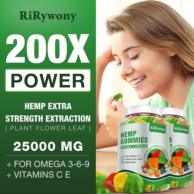 Hemp Gummies (3 Packs), High Potency Edible Gummies Extra Strength Sleep, Pain, Anxiety Organic Hemp Oil Extract Vegan Bear Gummy - 240 Counts Candy